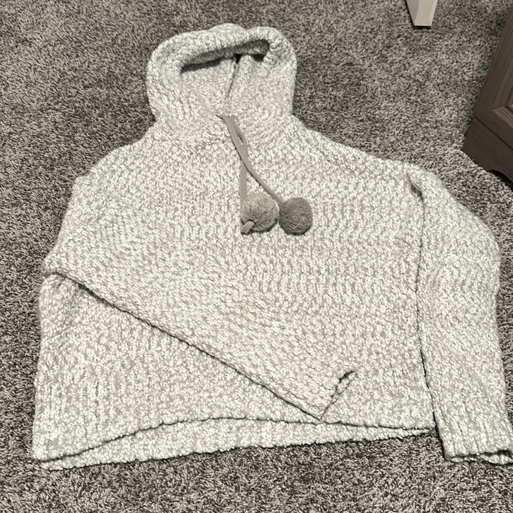 Cable knit hooded sweater